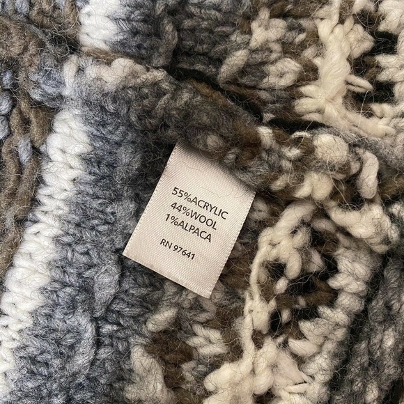 J Jill Sz S Gray Black Brown Striped Wool Alpaca Open Cardigan Sweater Lagenlook - Picture 7 of 10